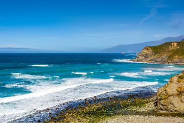 The Pacific coast and ocean at Big Sur region. California landscape, United States