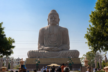 Fototapeta premium BODH GAYA - INDIA - FEBRUALRY 21 2019 : View of Japanese grate buddha , Bodh Gaya, India on February 21,2019.