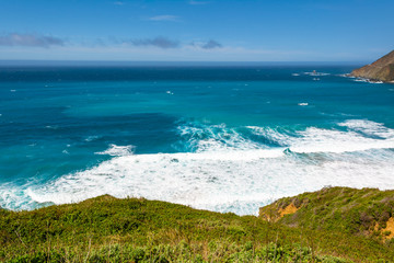 The Pacific coast and ocean at Big Sur region. California landscape, United States