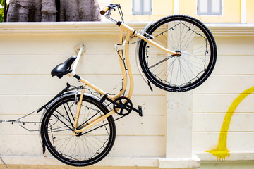 Vintage bike or bicycle hang on the wall.