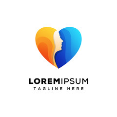 love girl logo concept premium vector