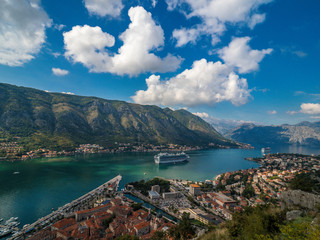 Fototapeta na wymiar Aerial view of Kotor Bay, Montenegro