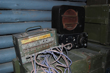 Soviet vintage military field telephone switchboard for 10 subscribers.World War II time.