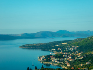 Aerial view of the coastline of the village of Dubrovnik