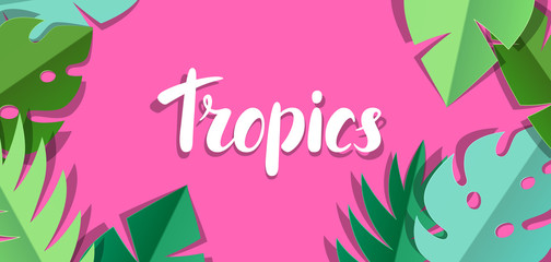 Background with paper palm leaves.