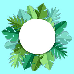 Fototapeta na wymiar Background with paper palm leaves.