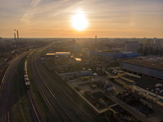 Aerial view to industrial zone and technology park	
