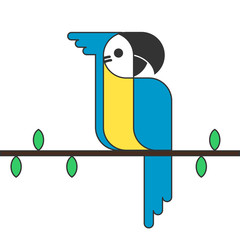 Macaw parrot vector. Parrot bird vector icon in flat style