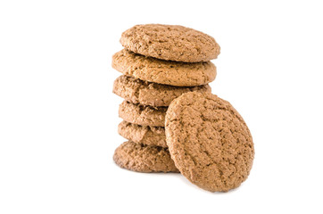 Fototapeta na wymiar oatmeal cookies isolated on white background