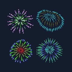 Colorful Fireworks Set, Happy New Year