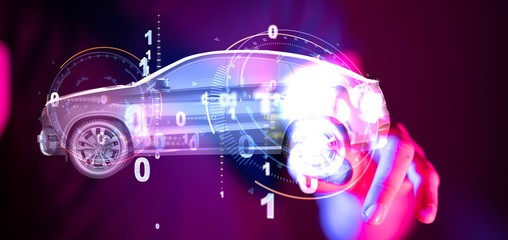 digital car technology smart in virtuel room