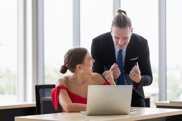 Business people know result of project tender..