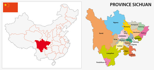 Sichuan province administrative map