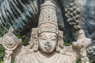 Hindu god lord vishnu stone carving