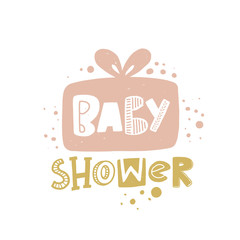 Coolest kid ever colored lettering with gift. Baby vector stylized typography. Kids print. Hand drawn phrase poster, banner, sticker design element for nursery