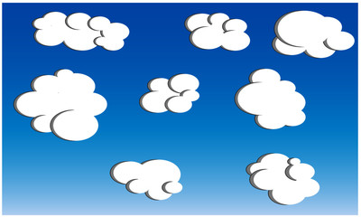 Vector collection of cartoon white clouds