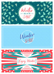 Winter Cover Flyer Banner poster template vector illustration Background greeting card set pack