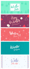 Fototapeta na wymiar Winter Cover Flyer Banner poster template vector illustration Background greeting card set pack