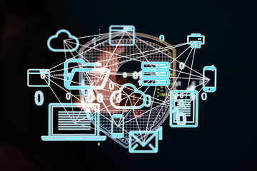 Data sorting flow process. Big data stream futuristic infographic.