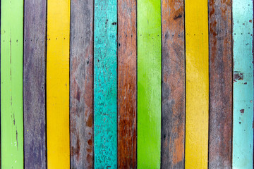 Colorful or multi color wooden wall or floor for background texture.
