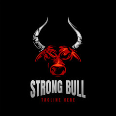 Bull Head Logo Vector Icon Illustration