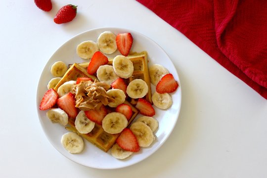 Waffles Banana Strawberries 