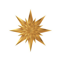 Golden star isolated on a white background. Holiday symbol for Christmas and New Year. Flat vector illustration EPS10.