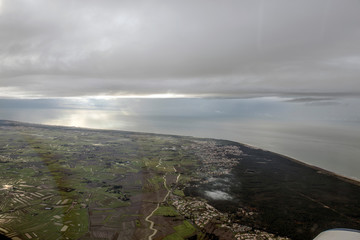 atlantic ocean french coast aerial winter view