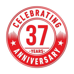 37 years anniversary celebration logo template. Thirty-seven years vector and illustration.