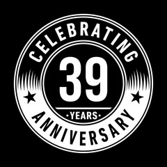 Fototapeta premium 39 years anniversary celebration logo template. Thirty-nine years vector and illustration.