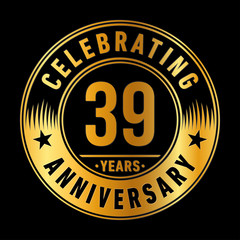 39 years anniversary celebration logo template. Thirty-nine years vector and illustration.