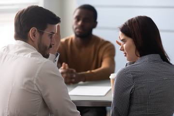 Doubtful recruiters dislike male work candidate at interview