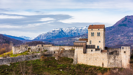 Naklejka premium Castle and fortified village of Ragogna. Middle Ages to discover. Friuli. Italy