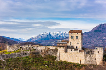 Fototapeta na wymiar Castle and fortified village of Ragogna. Middle Ages to discover. Friuli. Italy