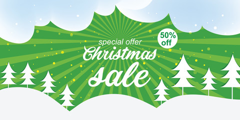 Winter sale banner.Origami snowfall. Vector Illustration