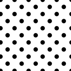 Polka dot seamless pattern, black and white design. Vector illustration