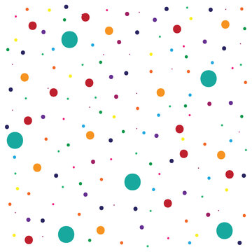 polka dots colorful pattern on white background and texture
