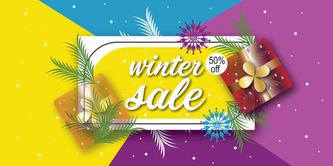 Merry Christmas and Happy New Year sale banner. Christmas special offer design