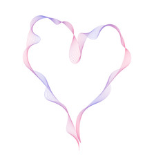 Heart of the many colored lines. Abstract wavy stripes on a white background isolated. Creative line art. Design elements created using the Blend Tool. 