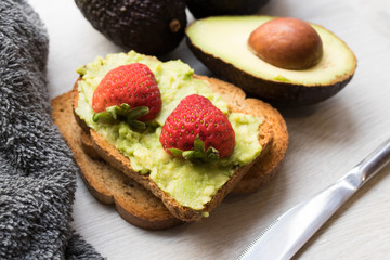 natural avocado and avocado or guacamole toast