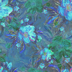 Fototapeta na wymiar Illustration watercolor. Seamless pattern. Flowers