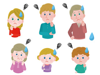 困る　 白人 　家族三世代　イラスト