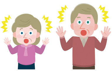 驚く 白人 シニア男性　シニア女性　イラスト