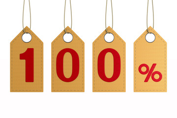 One hundred percent on white background. Isolated 3D illustration