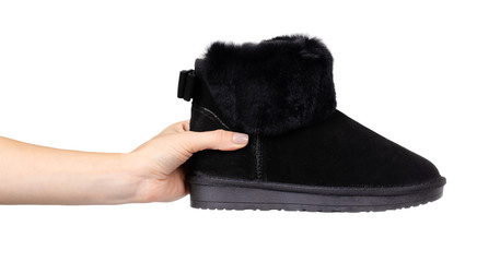 Black leather female shoes. Isolated on white.