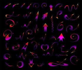 Arrows black icon set vector illustration, low poly style