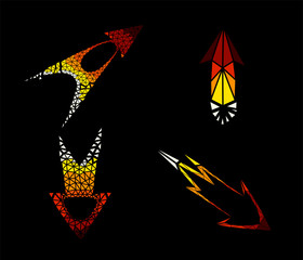Arrows black icon set vector illustration, low poly style