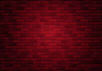 Fototapeta na wymiar Brick wall backlit in red