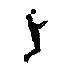 Silhouette of football player shooting the ball isolated on white background