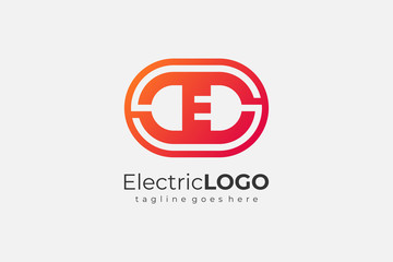 Letter E Electricity Logo Flat Vector Logo Design Template Element